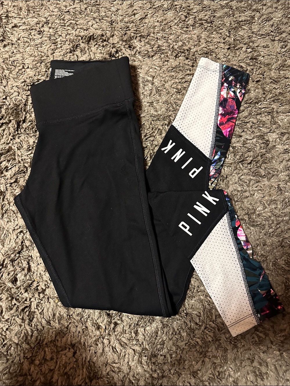 PINK Victoria's Secret Ultimate Leggings with Floral Accent Panels